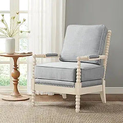 Bobbin Accent Armchair | Open-Back Spindle | Upholstered Seat