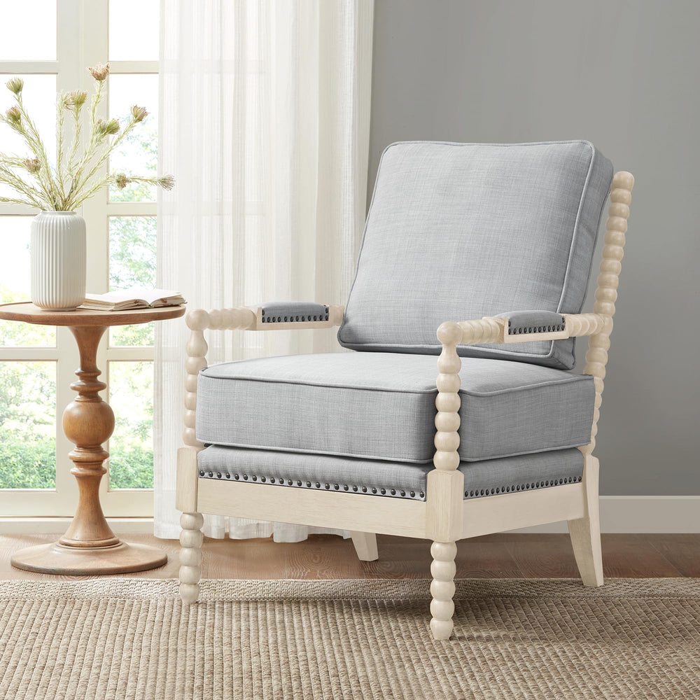 Bobbin Accent Armchair | Open-Back Spindle | Upholstered Seat