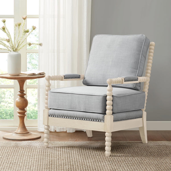 Bobbin Accent Armchair | Open-Back Spindle | Upholstered Seat