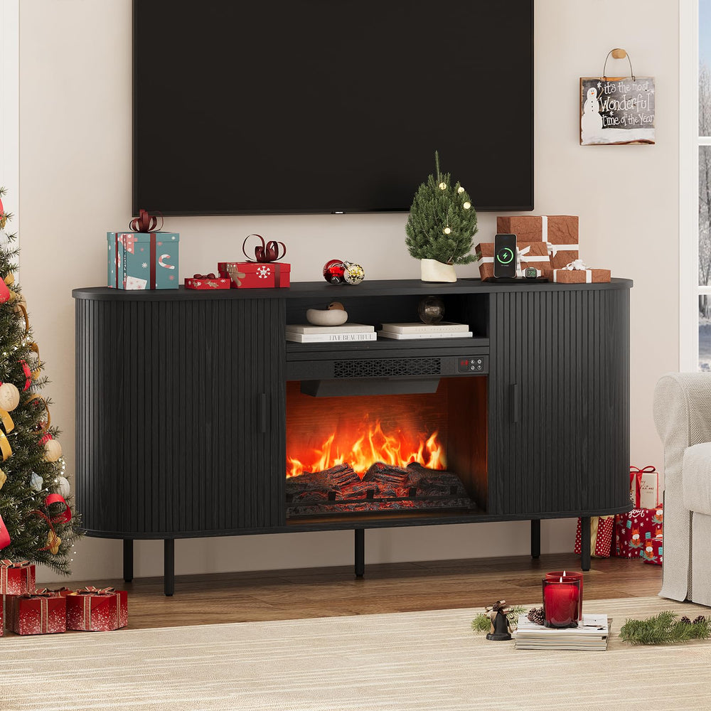 63" Fireplace TV Stand with 23" Electric Fireplace for TVs up to 70"