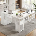 L-Shaped Corner Desk with Drawers & Storage