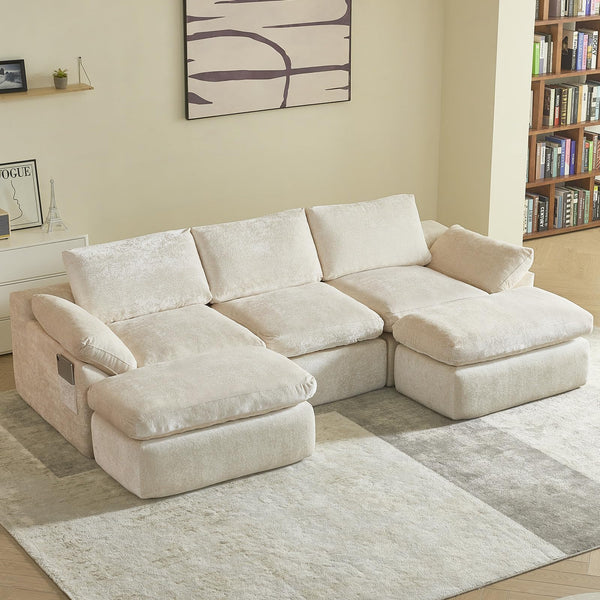 U-Shaped Modular Sectional Sofa – Deep Seat Cloud Couch