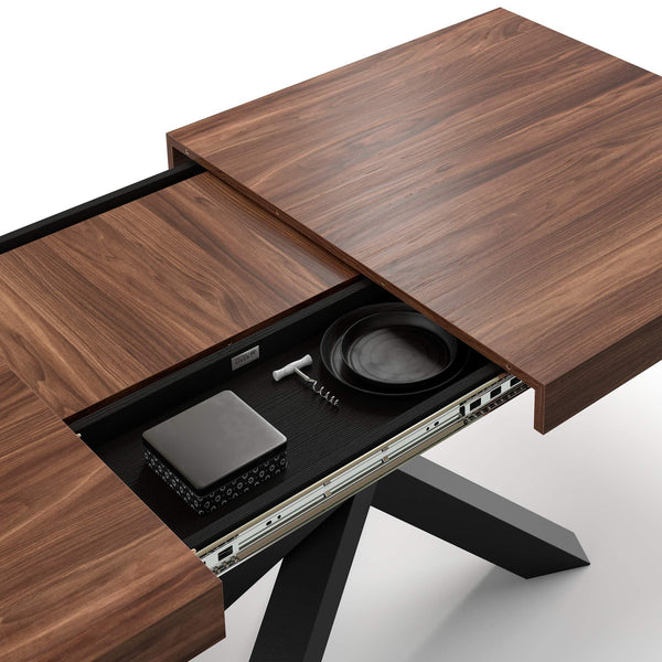 Extendable Dining Table with Black Crossed Legs, Seats 6–10