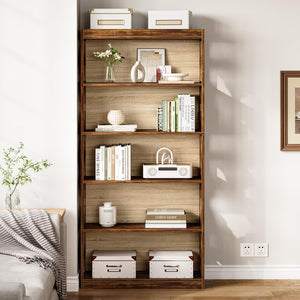 5-Tier Vintage Bookshelf 69.9" Freestanding Bookcase