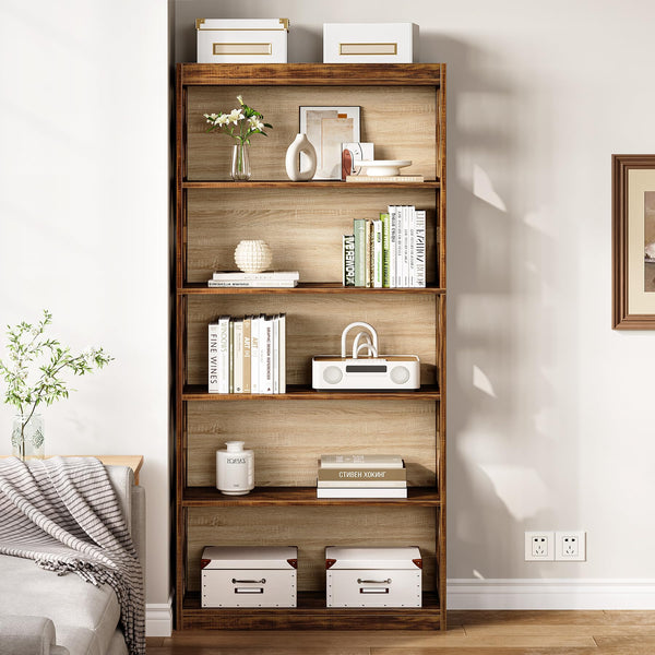 5-Tier Vintage Bookshelf 69.9" Freestanding Bookcase