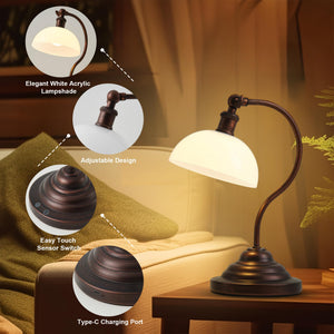Cordless LED Table Lamp with Swing Arm & Plastic Shade