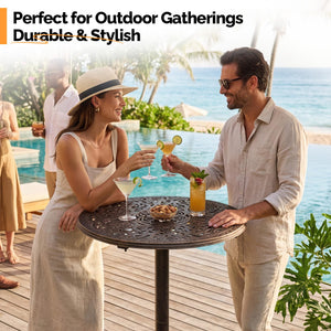 Round Outdoor Bar Table – Cast Aluminum Patio Pub Table