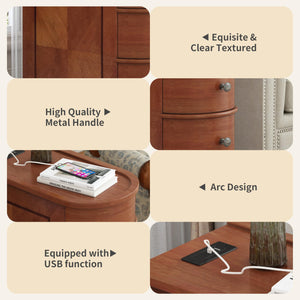 Narrow End Table with Charging Station & 2 Drawers, Fully Assembled