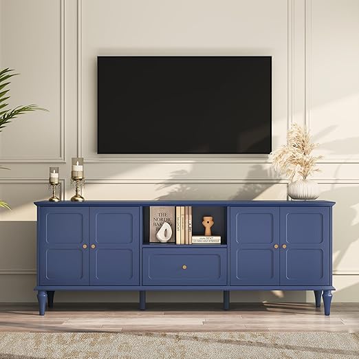 ARTPOWER 67'' Mid-Century Modern TV Stand with Storage Drawer and Doors, Long TV Stand with Adjustable Shelves for 75 Inch TV for Living Room, Bedroom, Green