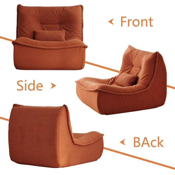 Foam-Filled Bean Bag Lounge Chair with Lumbar Pillow