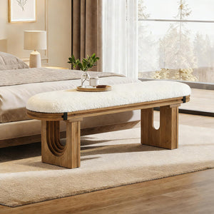 Solid Wood Upholstered Bench 47"