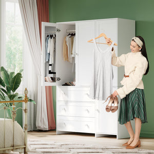 Armoire Wardrobe Closet with Mirror & Drawers – 71" 4-Door Bedroom Storage Cabinet