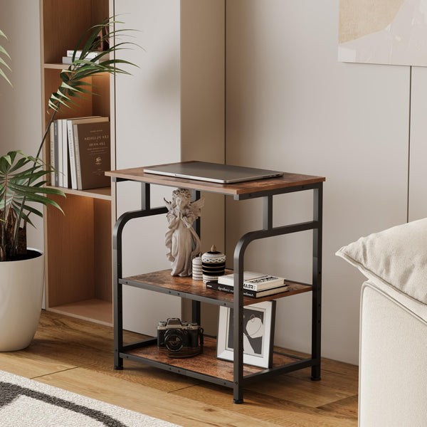 3-Tier Rolling Printer Stand with Adjustable Shelf