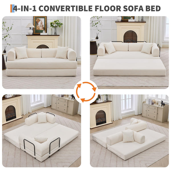 Convertible Sleeper Sofa Bed – Corduroy Folding Couch with Pillow