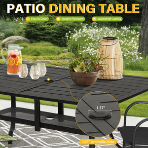 Outdoor Patio Dining Table with Umbrella Hole
