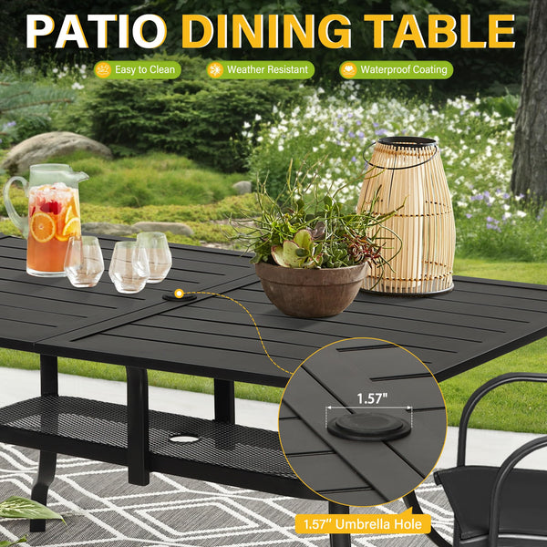 Outdoor Patio Dining Table with Umbrella Hole