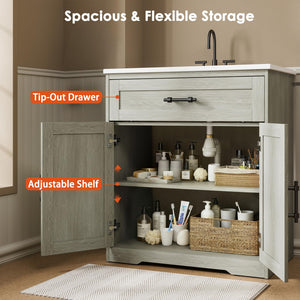 30-Inch Farmhouse Bathroom Vanity with Ceramic Sink