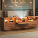 63" Fluted TV Stand with Projector Platform & LED Storage