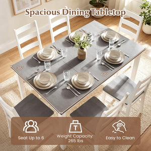 7-Piece Farmhouse Dining Table Set with 6 Chairs — Rubber Wood Legs