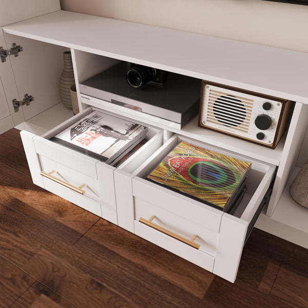 4-Piece Entertainment Center Wall Unit with LED Lights