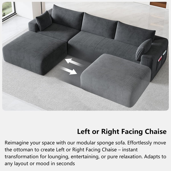 Modular L-Shaped Sectional Sofa with Chaise