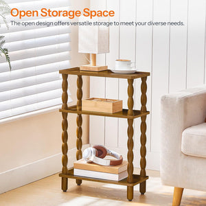 3-Tier Narrow End Table with Solid Wood Legs