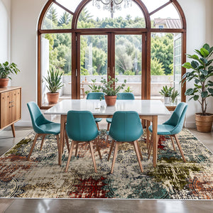 9x12 Abstract Area Rug – Washable, Non-Slip, Low Pile Polyester Carpet