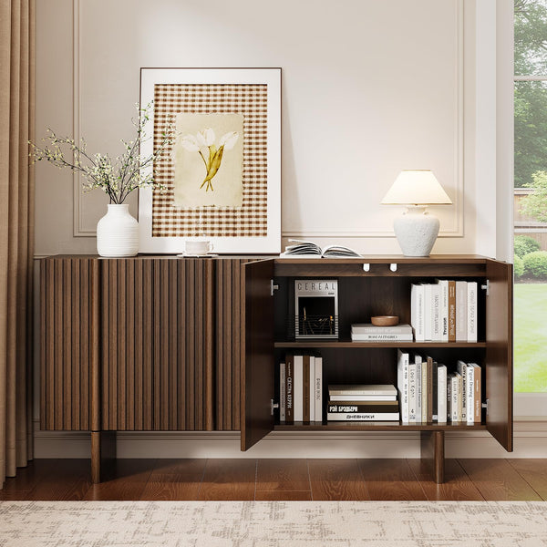 63" Fluted Sideboard Buffet Cabinet with Adjustable Shelves
