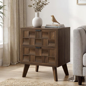 Mid-Century Modern Nightstand with 2 Drawers