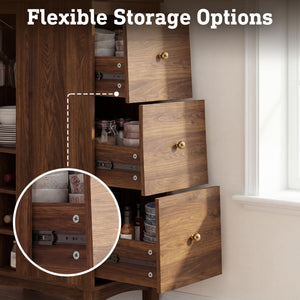 L-Shaped Bar Cabinet with Charging Station