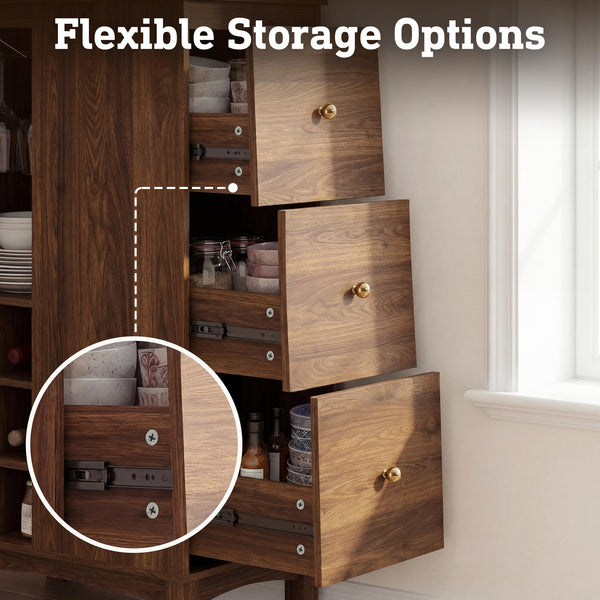 L-Shaped Bar Cabinet with Charging Station