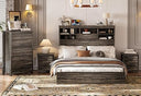 Queen Size Bedroom Set with Dresser & 2 Nightstands – Platform Bed with USB Charging & Storage Headboard