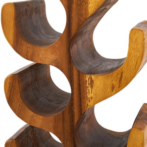 Acacia Wood 12-Bottle Wine Rack – Floor Standing Rustic Bottle Holder