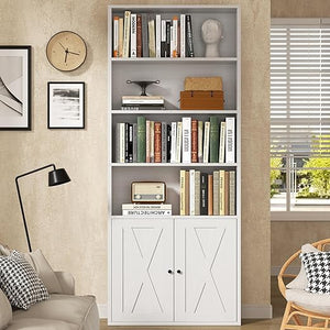 6-Tier Bookshelf with Cabinet Door, 71" Tall