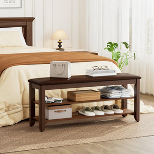 Shoe Storage Bench with Flip-Top Lid, Cushion & Adjustable Shelf