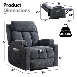 Manual Recliner Chair with Massage, Heat & Cup Holders