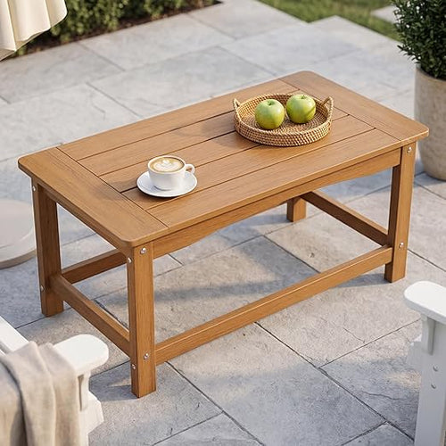 35-Inch Rectangular Outdoor Coffee Table – All-Weather Poly Lumber, 250 lb Capacity