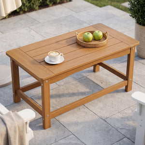 35-Inch Rectangular Outdoor Coffee Table – All-Weather Poly Lumber, 250 lb Capacity