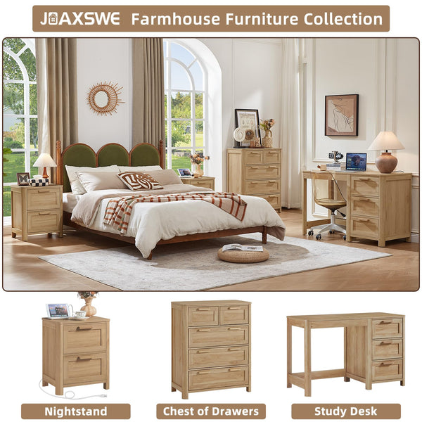 5-Drawer Farmhouse Wood Dresser with Deep Drawers