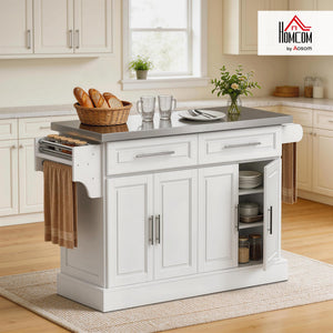 Rolling Kitchen Island Cart with Stainless Steel Top