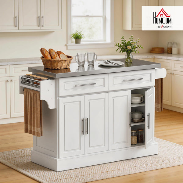 Rolling Kitchen Island Cart with Stainless Steel Top