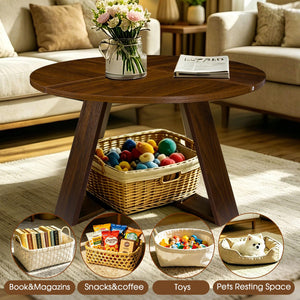 Round Coffee Table 31.5" with Open Storage