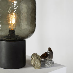 Cement Base LED Desk Lamp with Tinted Glass Shade