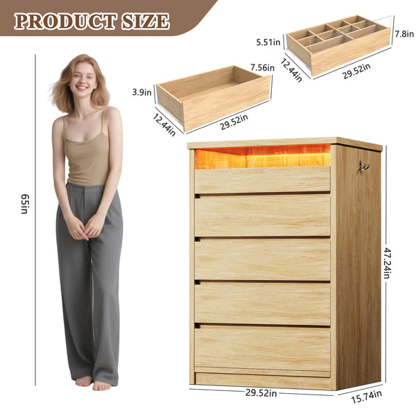 5-Drawer Dresser with LED Light