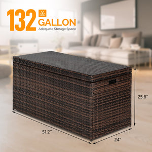 132-Gallon Wicker Outdoor Storage Box