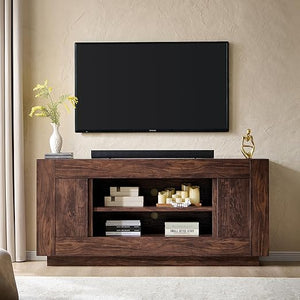 70-Inch TV Stand with Open Shelves and Side Cabinets