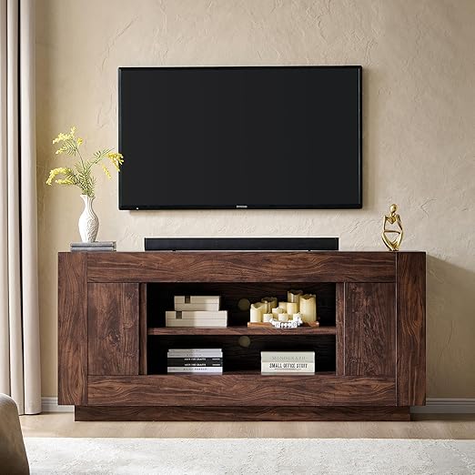 70-Inch TV Stand with Open Shelves and Side Cabinets