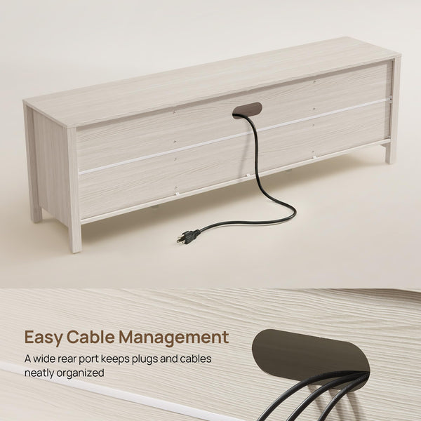 Rattan TV Stand with Drawer & Storage Cabinets