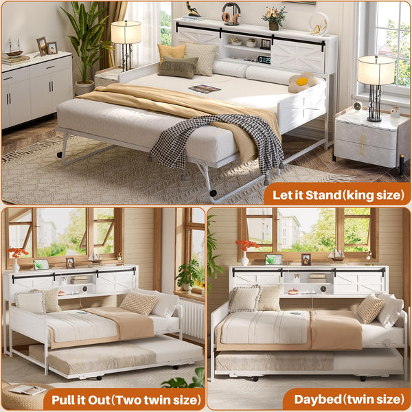 Farmhouse Twin Daybed with Pop-Up Trundle
