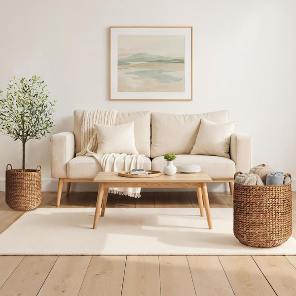 2-Piece Handwoven Water Hyacinth Nesting Baskets with Handles
